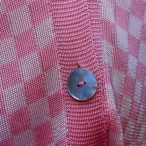Calle del Mar Checkered Pink Cardigan Sz M - Picture 4 of 10